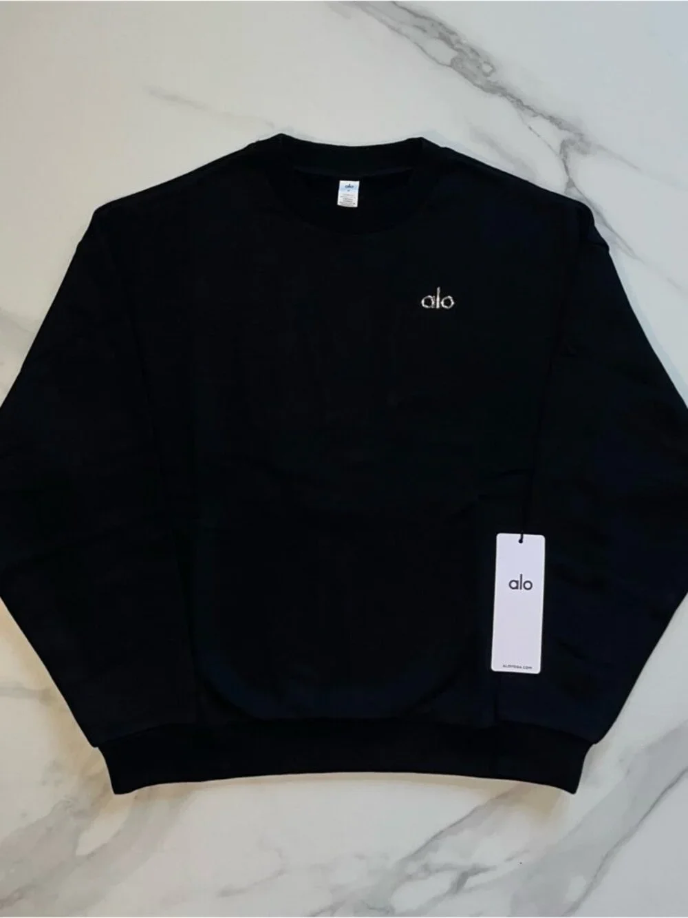 Alo Yoga Accolade Crew Neck Pullover Sweatshirt Black